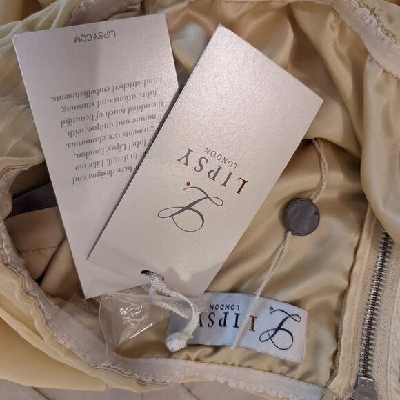 Lipsy London yellow strapless chiffon mini dress sz 12 nwt - Picture 3 of 6